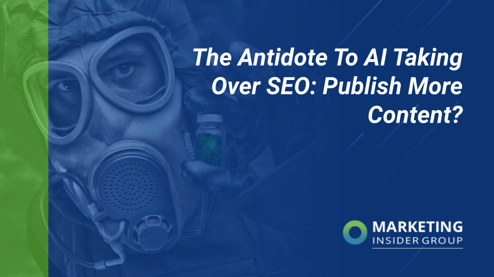 Man in a hazmat Suit holding the antidote to ai taking over SEO
