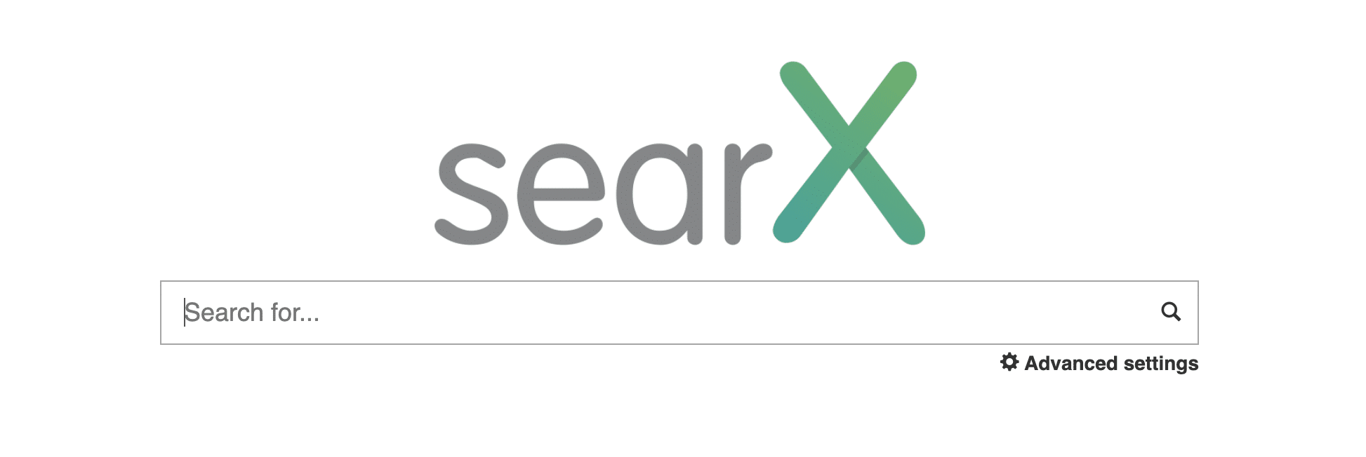 screenshot shows landing page for searX search engine