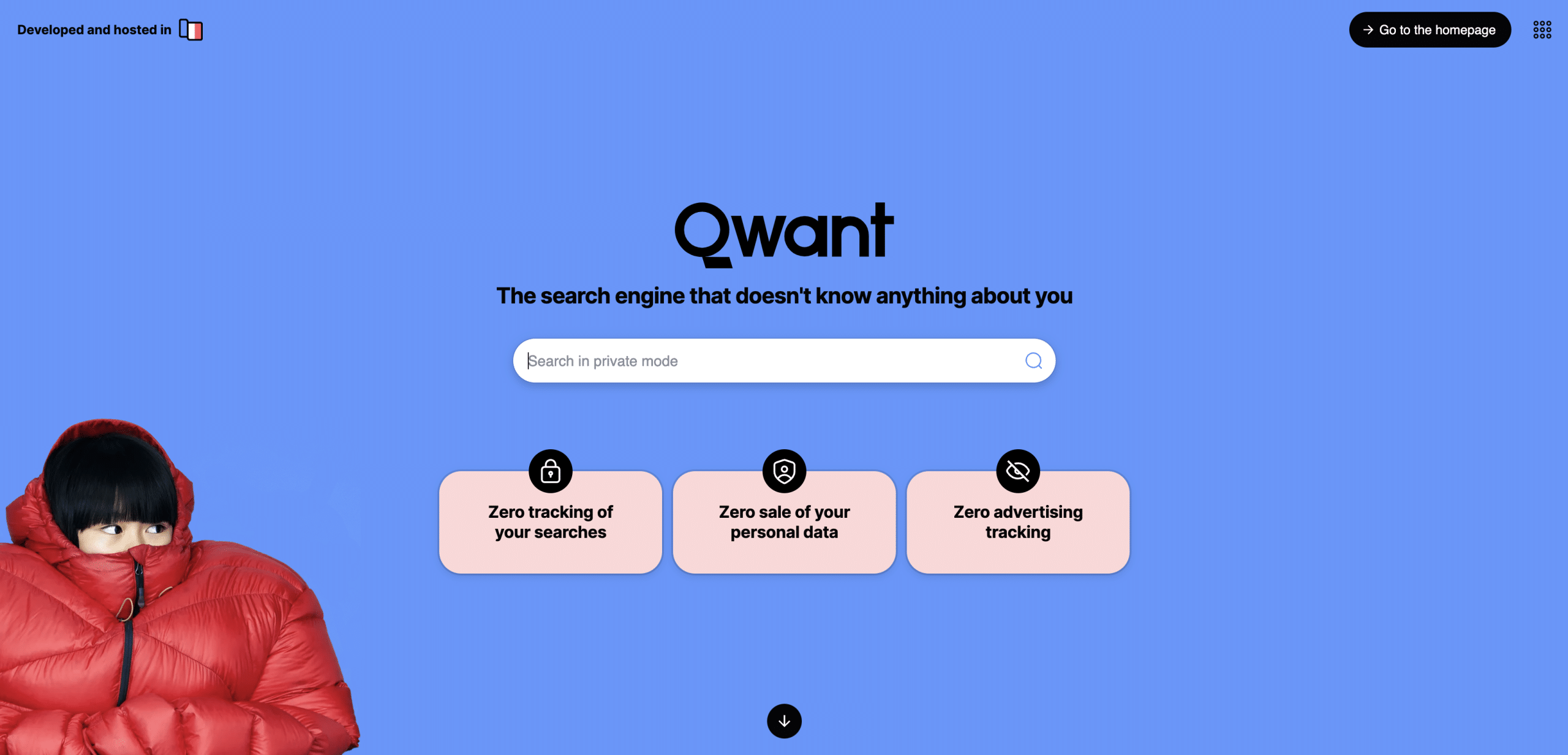 screenshot shows landing page for Qwant