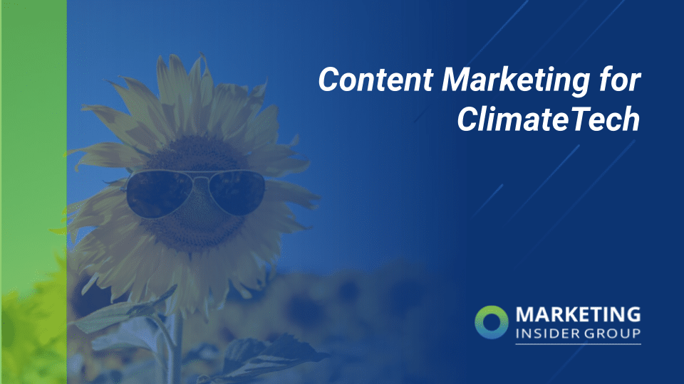template photo shows sunflower wearing sunglasses to share marketing insider group’s article on ClimateTech content marketing