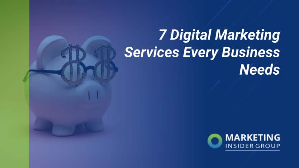 template image with piggy bank sharing 7 digital marketing services every business needs