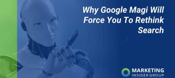 humanoid robot pointing and thinking about new Google Magi developments