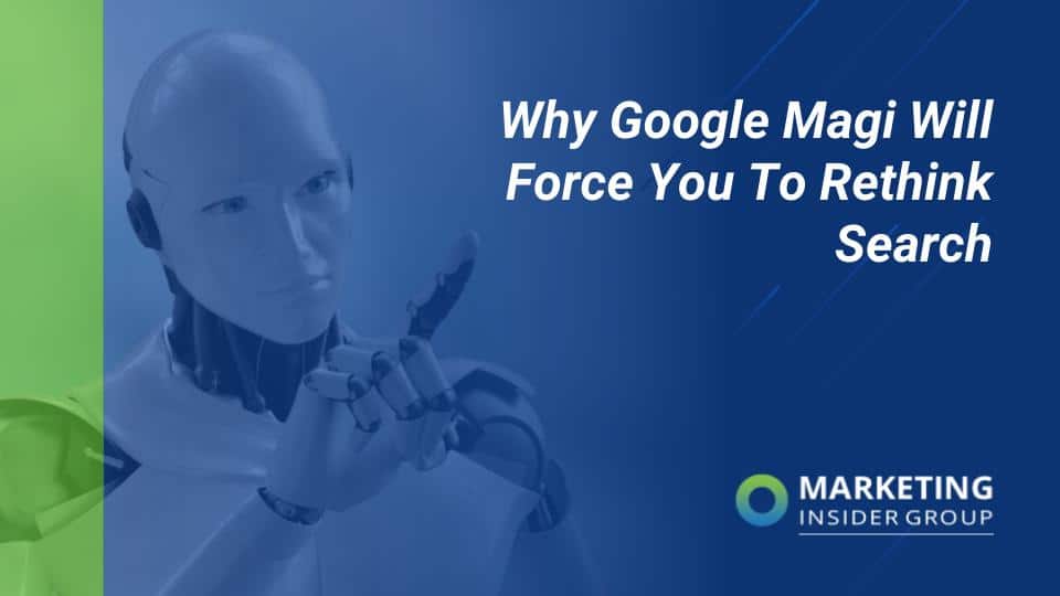 humanoid robot pointing and thinking about new Google Magi developments