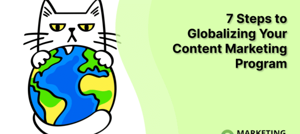 A cat holding the world in it's hands after globalzing it's content marketing program