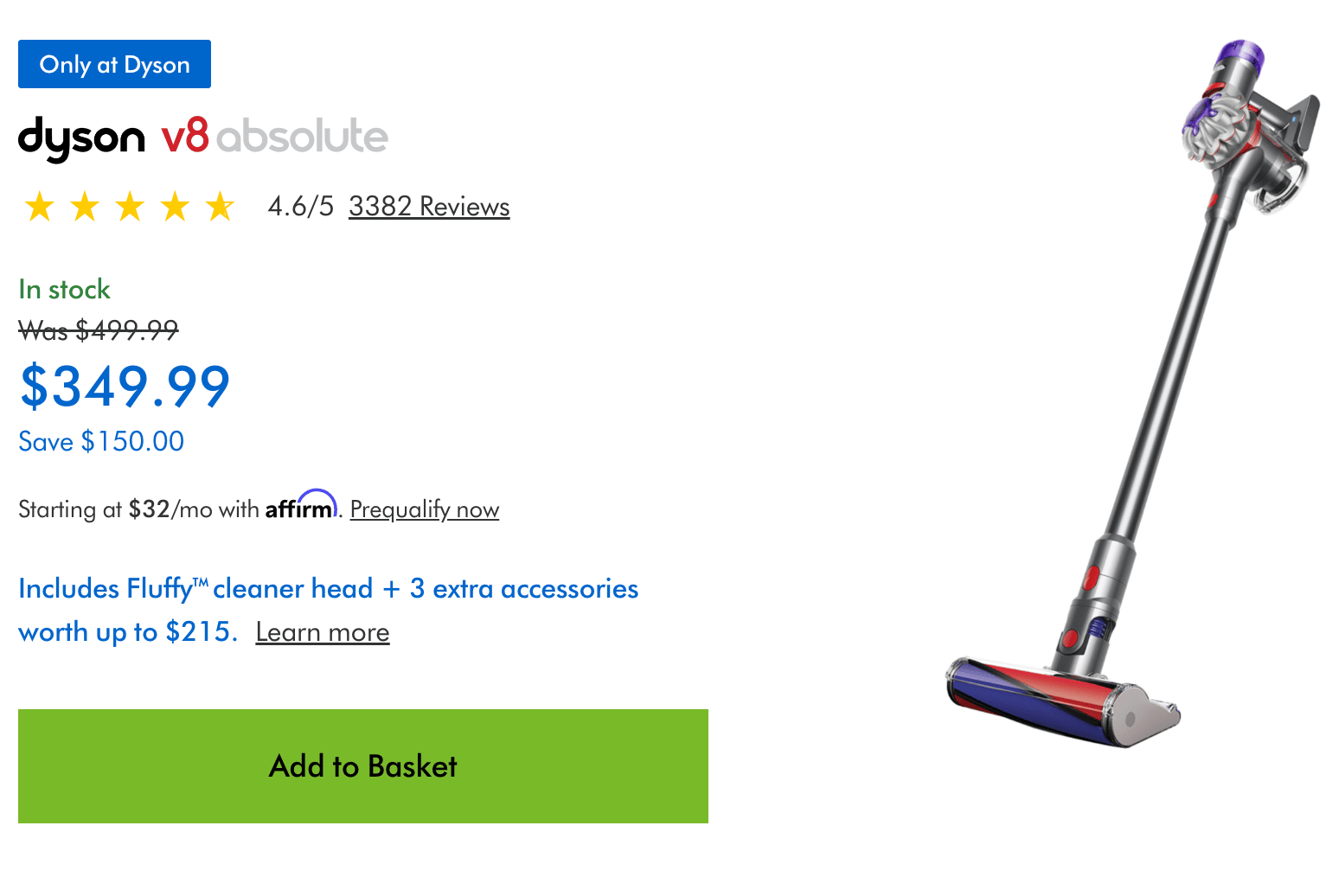 Dyson utilizes customer reviews on their product pages to justify pricing for e-commerce items.