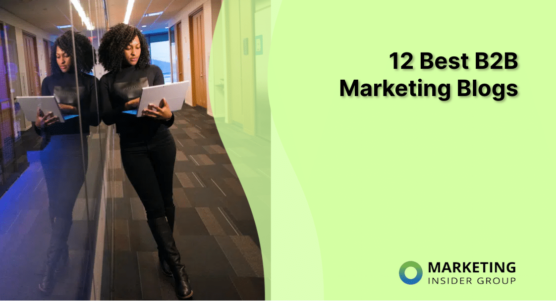 Woman on her laptop reading the best b2b marketing blogs