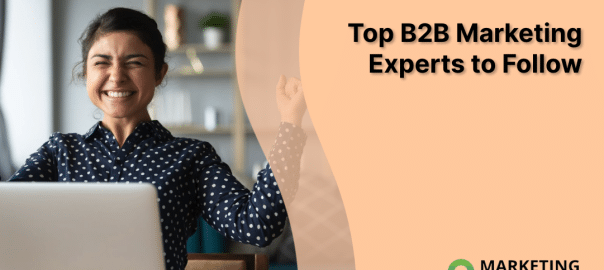 woman overjoyed showing that she is a b2b marketing expert