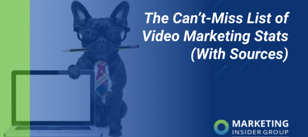 template photo shows dog with marketing insider group’s list of must-read video marketing stats